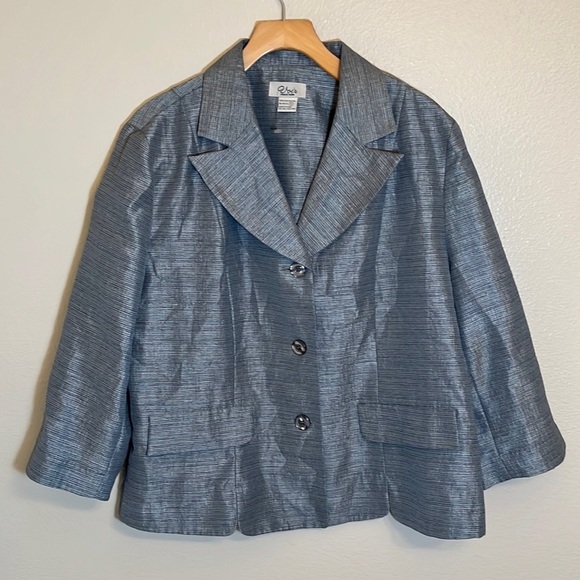 Voir Jackets & Blazers - VOIR Collection Silver Plus Size Blazer Suit Jacket